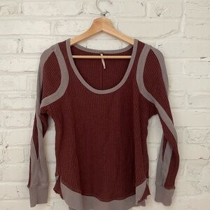 Free People Two-Tone Knit Top